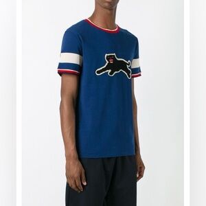 Gucci Men’s Blue Varsity T-Shirt with Black Panther Patch